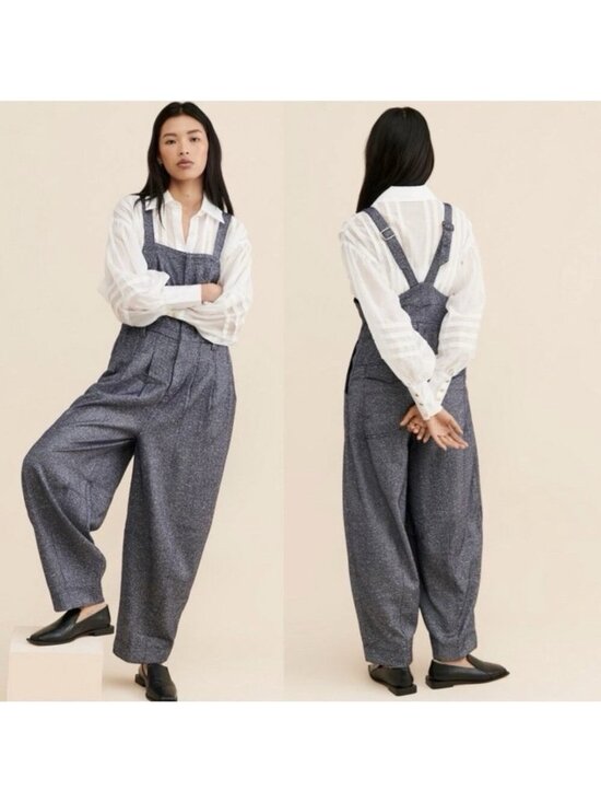 Free People Pants - Free People Leonie Menswear Overalls Wool Blend Boho Zip Front